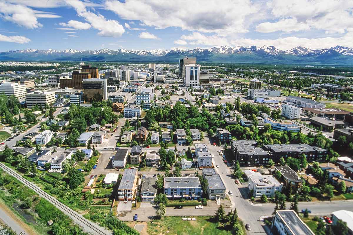 Aerial view of the City of Anchorage